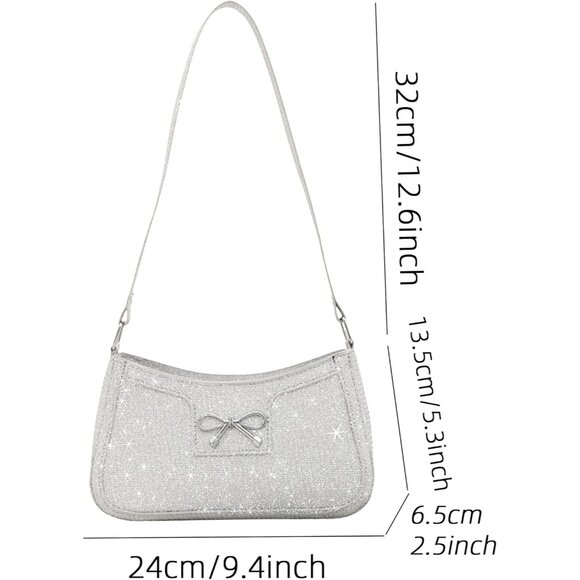 Women's White Bling Sequin Purse Evening Ladies Sparkling Party Clutch Handbag - Picture 2 of 8